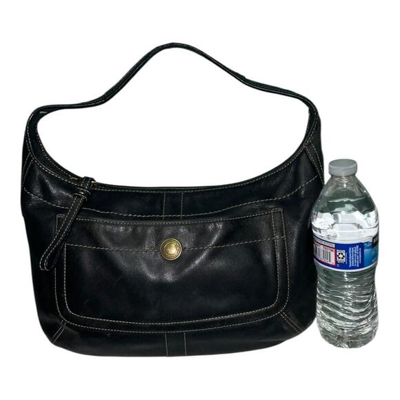 VINTAGE COACH ERGO BLACK LEATHER FRONT POCKET HALF MOON SHOULDER BAG - Picture 16 of 16
